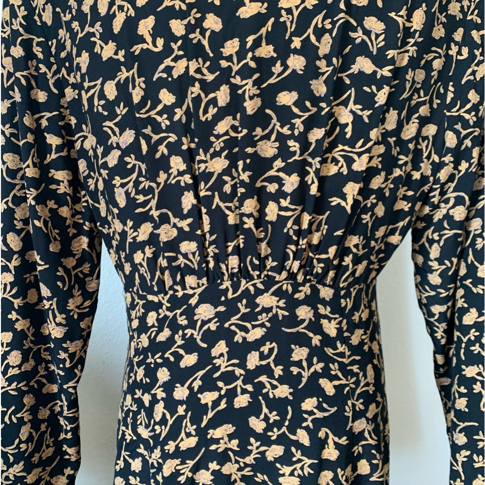 Hugo Buscati SZ 14 Vintage Brown/Black Floral MIDI Dress - Picture 8 of 14